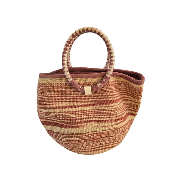 Vintage Sidal Woven Straw Tote Bag with Round Wrapped Handles Boho Purse Zip Top - Picture 6 of 8